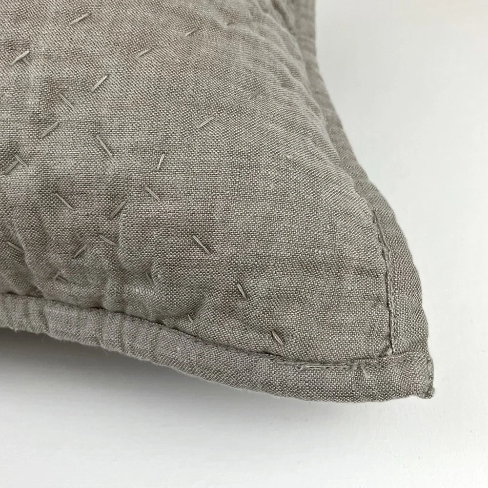 RH Stonewashed Belgian Linen Diamond Stitch Lumbar Sham